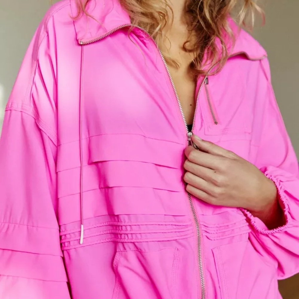 Free People Pink X FP Movement Check It Out Jacket Miami Pink